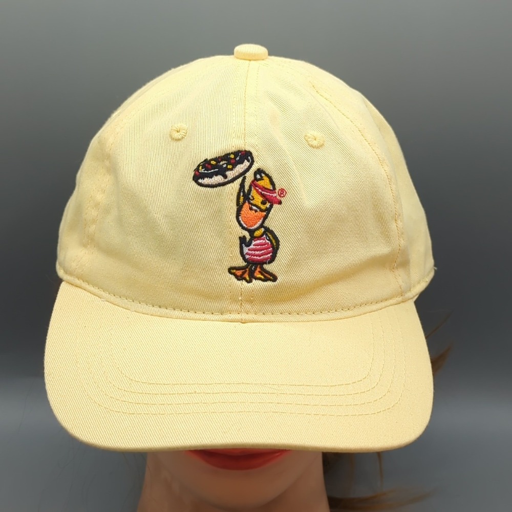 Donut Worry Be Happy Hat Cap Yellow Strapback Outdoor Cap One Size